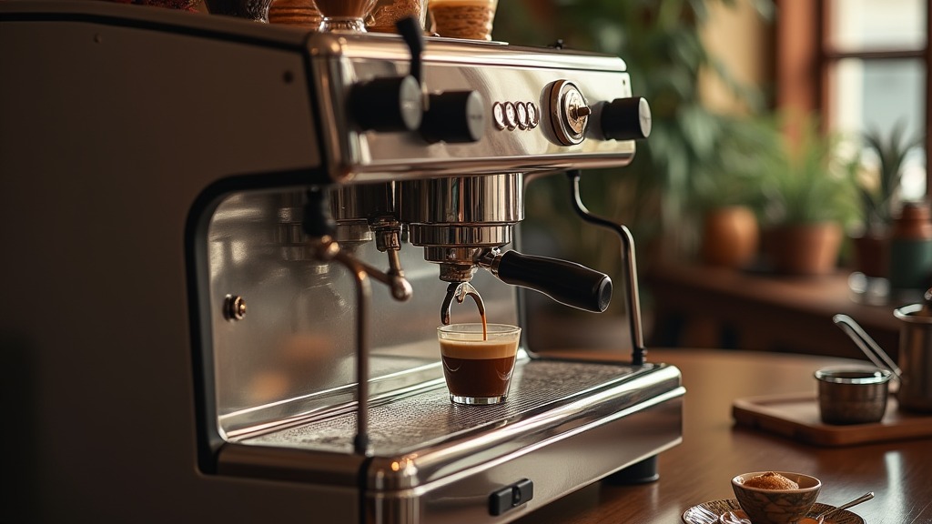 Portafilter wird in eine Siebträgermaschine eingespannt