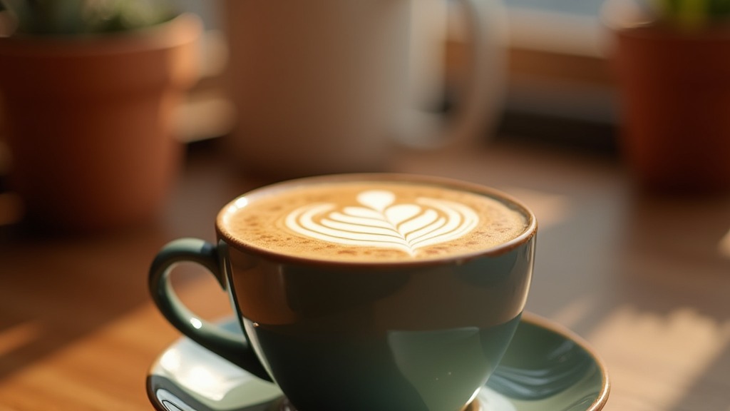 Flat White mit feinem Milchschaum in einer kleinen Keramiktasse