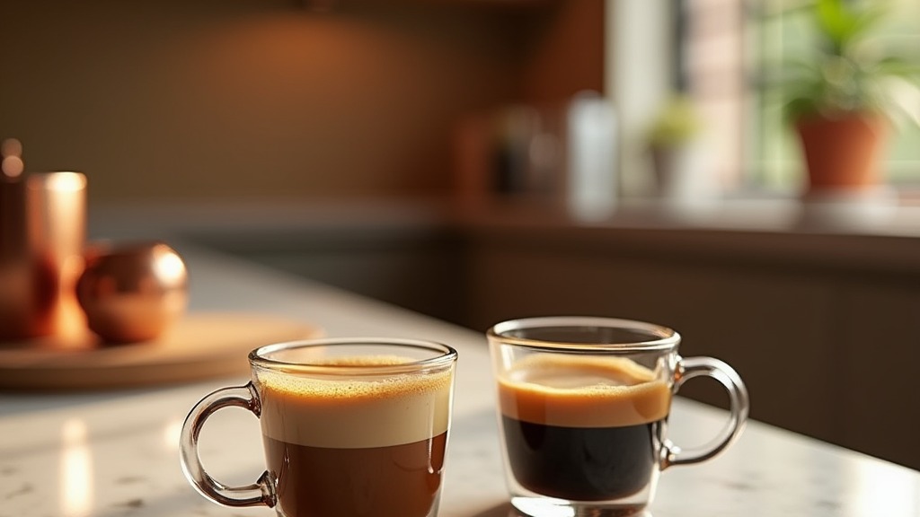 Zwei Espressotassen im Vergleich, eine mit kürzerem Ristretto-Shot