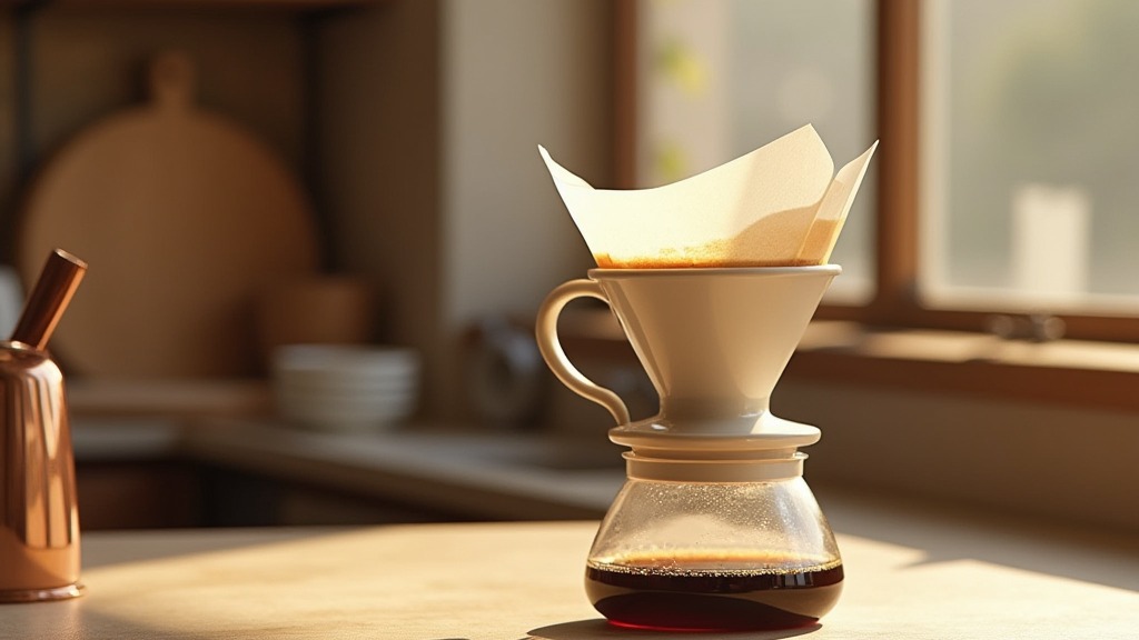 Kompakte Filterkaffeemaschine auf einer aufgeräumten Küchenarbeitsplatte