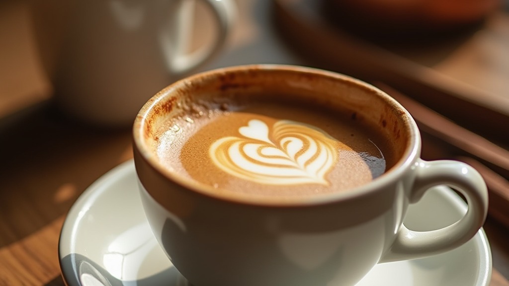 Nahaufnahme von goldbrauner Espresso-Crema in einer weißen Tasse